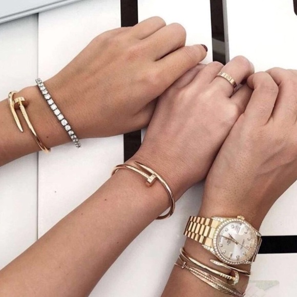 Woman’s Formal Diamond Nail Cuff Bracelet Bangle - Picture 2 of 8